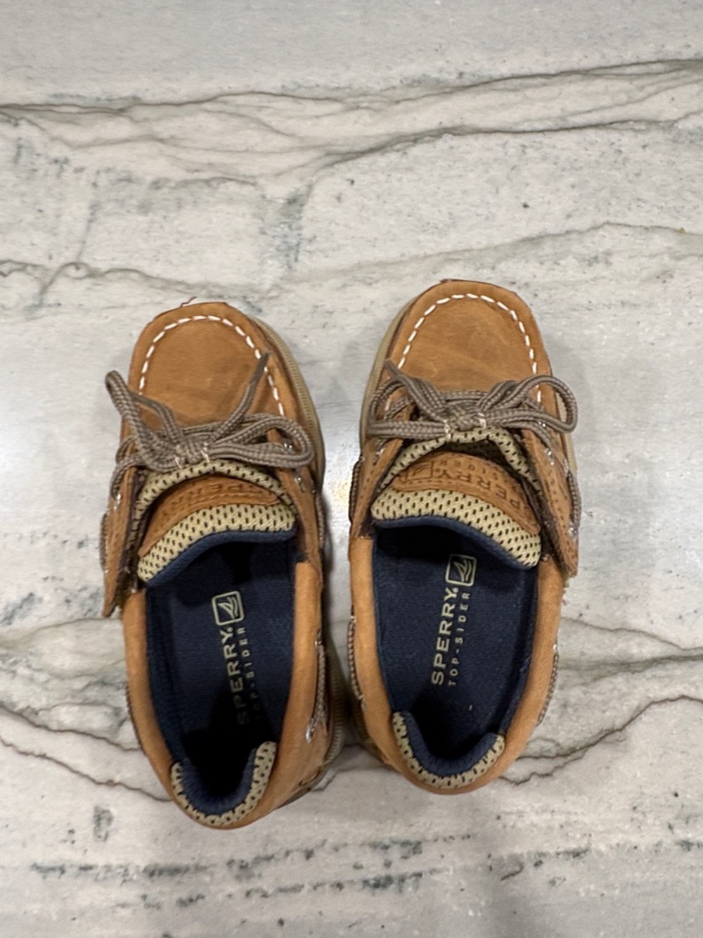 Sperry Kids Tan/Brown Moccasin Boat Shoes - Picture 2 of 4